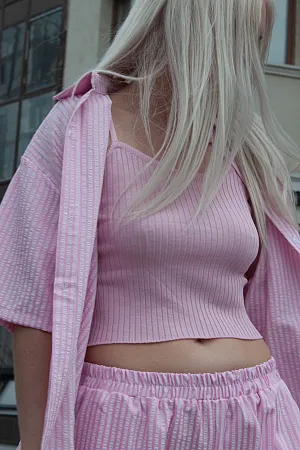 Костюм oversize рубашка, топ и брюки