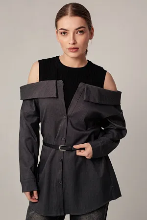 Рубашка с открытыми плечами oversize
