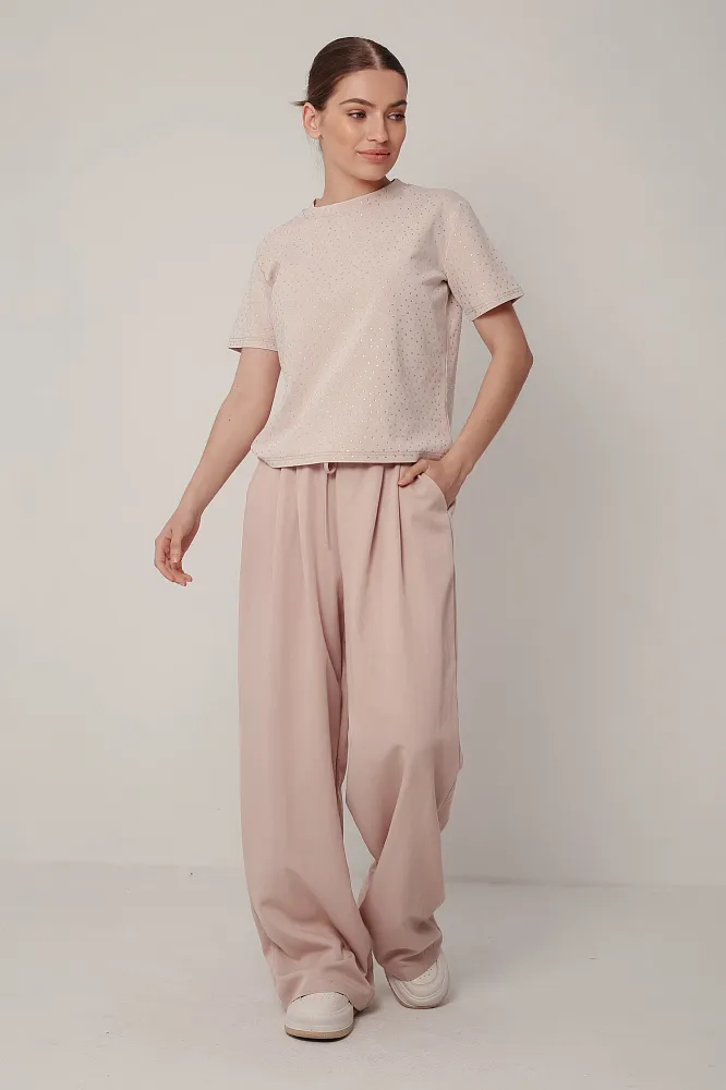 Футболка oversize со стразами