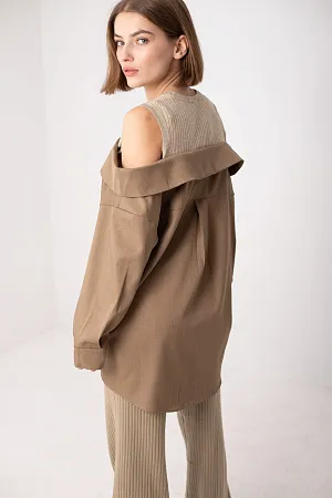 Рубашка с открытыми плечами oversize