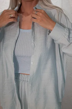 Костюм oversize рубашка, топ и шорты