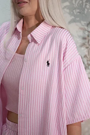 Костюм oversize рубашка, топ и брюки