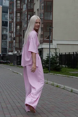 Костюм oversize рубашка, топ и брюки