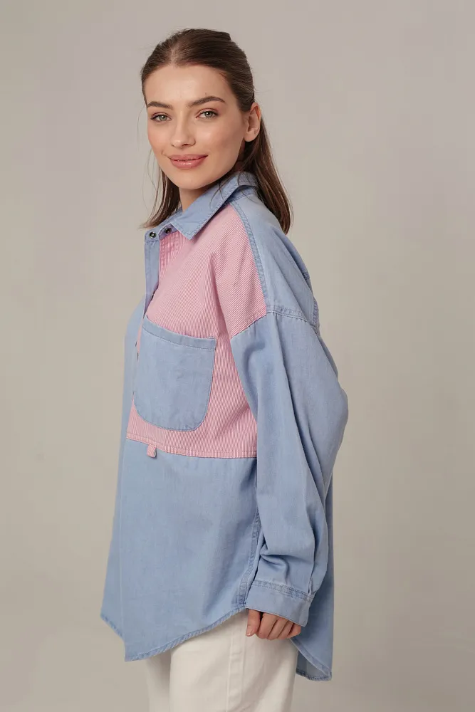 Хлопковая рубашка Color Block