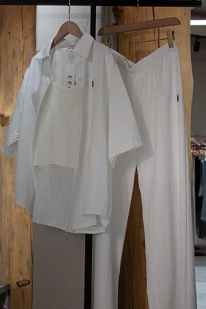 Костюм oversize рубашка, топ и брюки