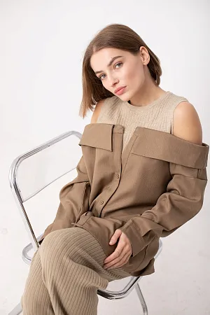 Рубашка с открытыми плечами oversize