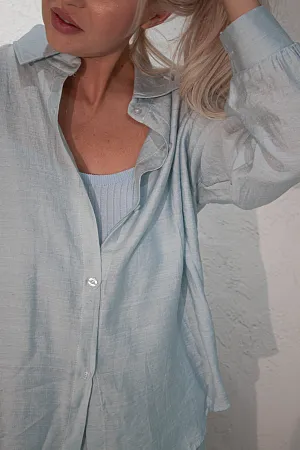 Костюм oversize рубашка, топ и шорты