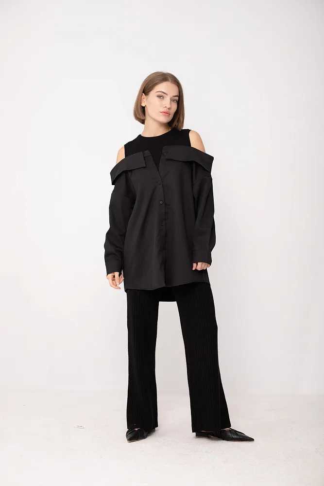 Рубашка с открытыми плечами oversize 