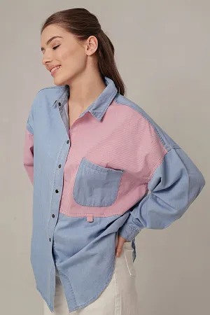 Хлопковая рубашка Color Block