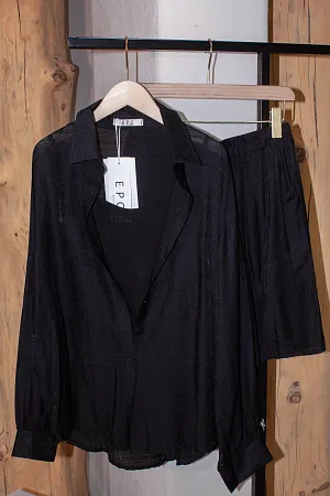 Костюм oversize рубашка, топ и шорты