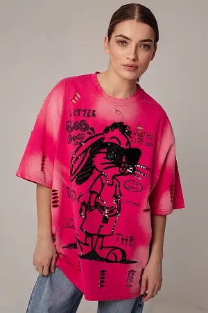 Футболка oversize с пайетками