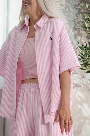 Костюм oversize рубашка, топ и брюки