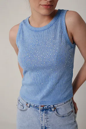 Майка oversize со стразами
