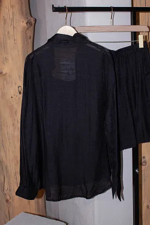 Костюм oversize рубашка, топ и шорты