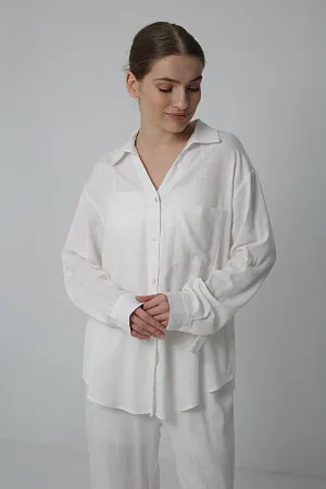 Льняной костюм рубашка и брюки