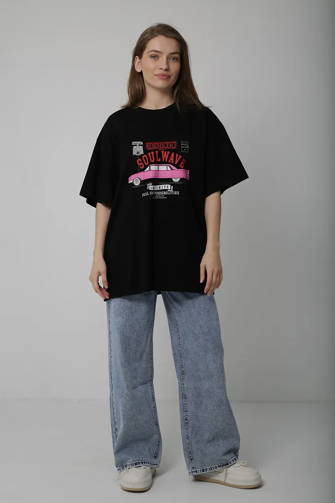 Футболка oversize с принтом автомобиля