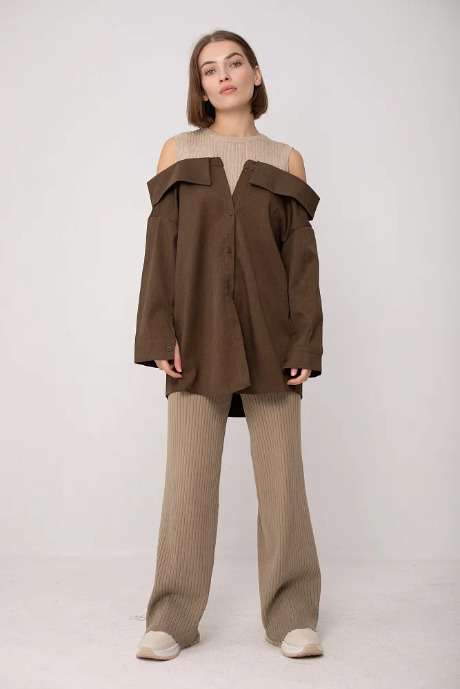 Рубашка с открытыми плечами oversize 