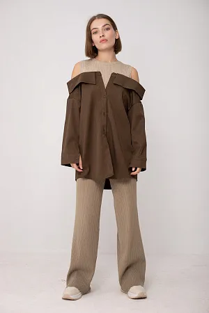 Рубашка с открытыми плечами oversize