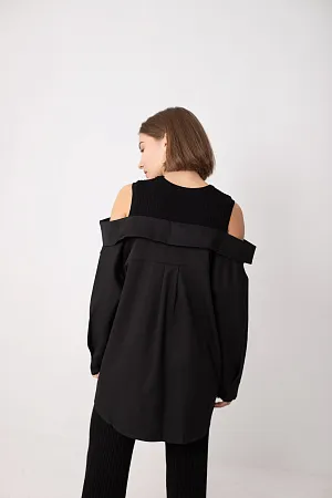 Рубашка с открытыми плечами oversize