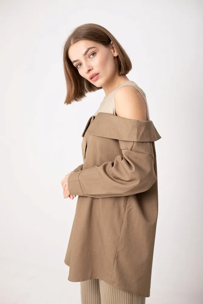 Рубашка с открытыми плечами oversize 