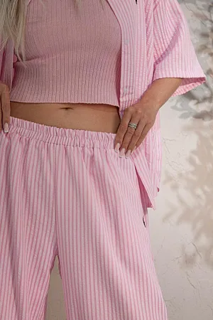 Костюм oversize рубашка, топ и брюки
