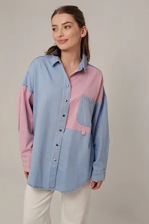 Хлопковая рубашка Color Block