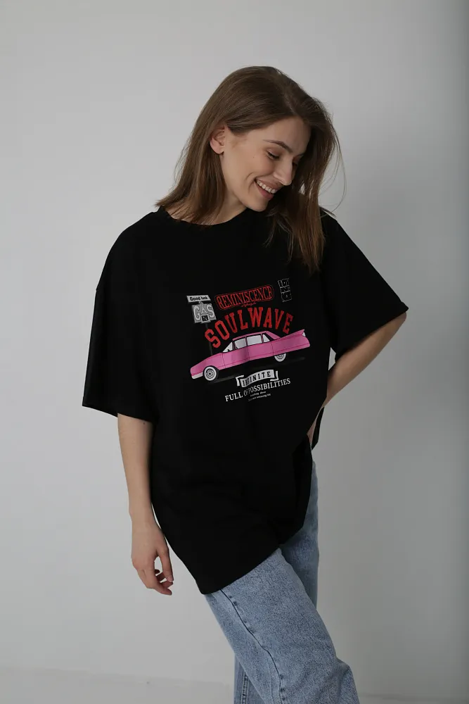Футболка oversize с принтом автомобиля