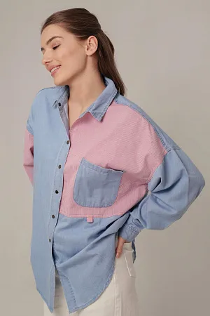 Хлопковая рубашка Color Block