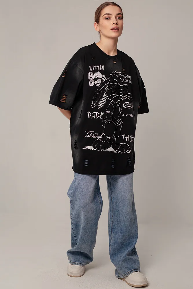 Футболка oversize с пайетками