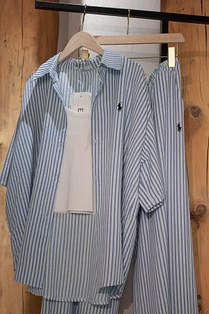 Костюм oversize рубашка, топ и брюки