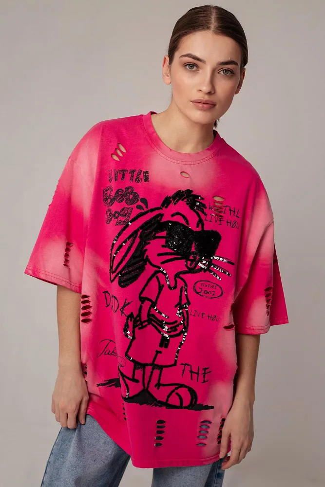 Футболка oversize с пайетками