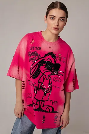 Футболка oversize с пайетками