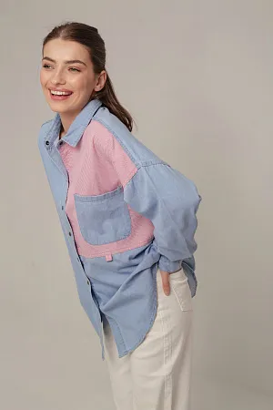 Хлопковая рубашка Color Block