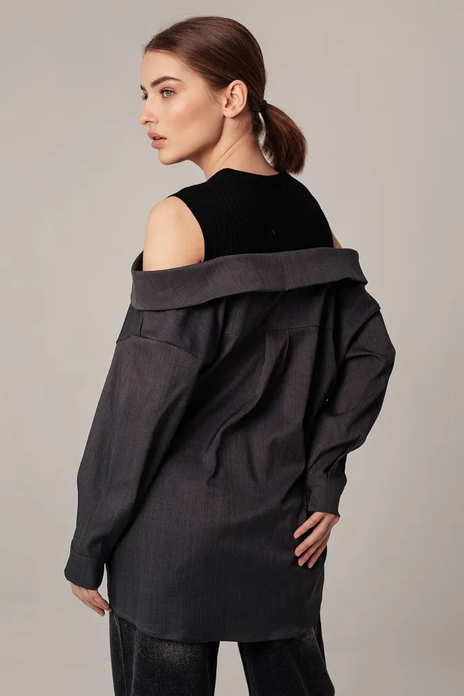 Рубашка с открытыми плечами oversize 
