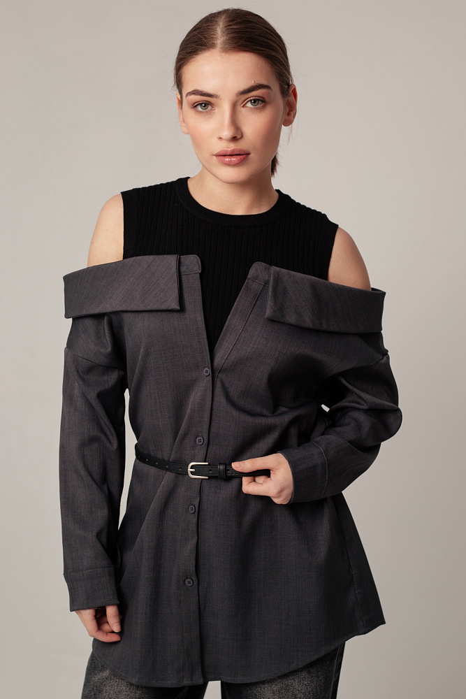 Рубашка с открытыми плечами oversize 