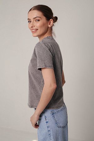 Футболка oversize со стразами