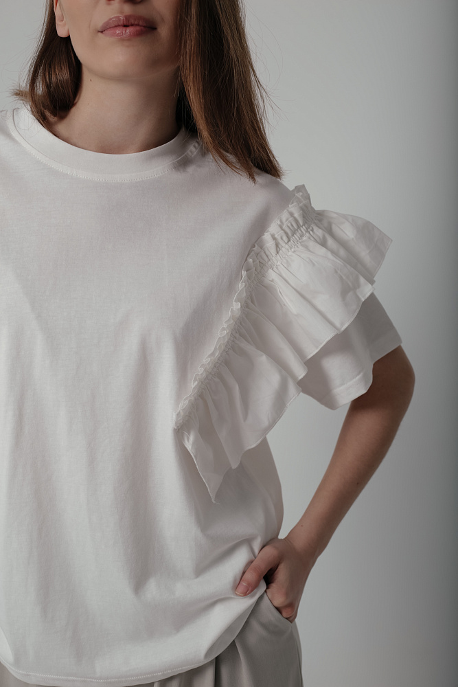 Футболка с воланами oversize