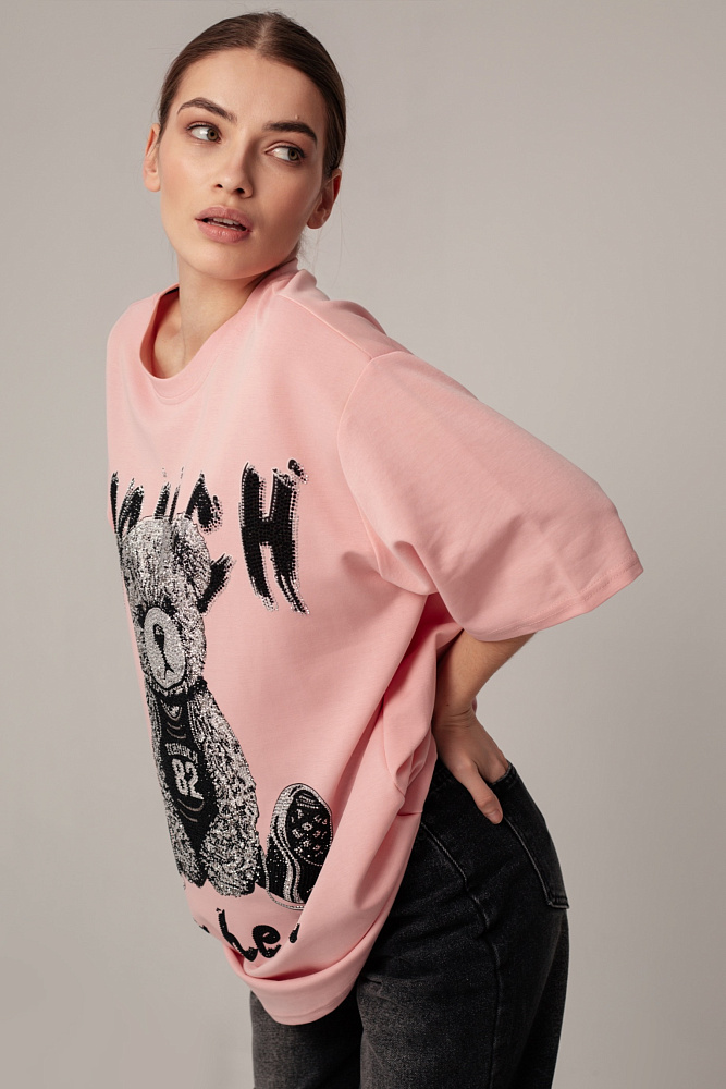 Футболка oversize с принтом мишки