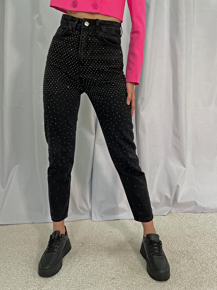Джинсы MOM FIT с кристаллами