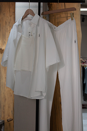 Костюм oversize рубашка, топ и брюки