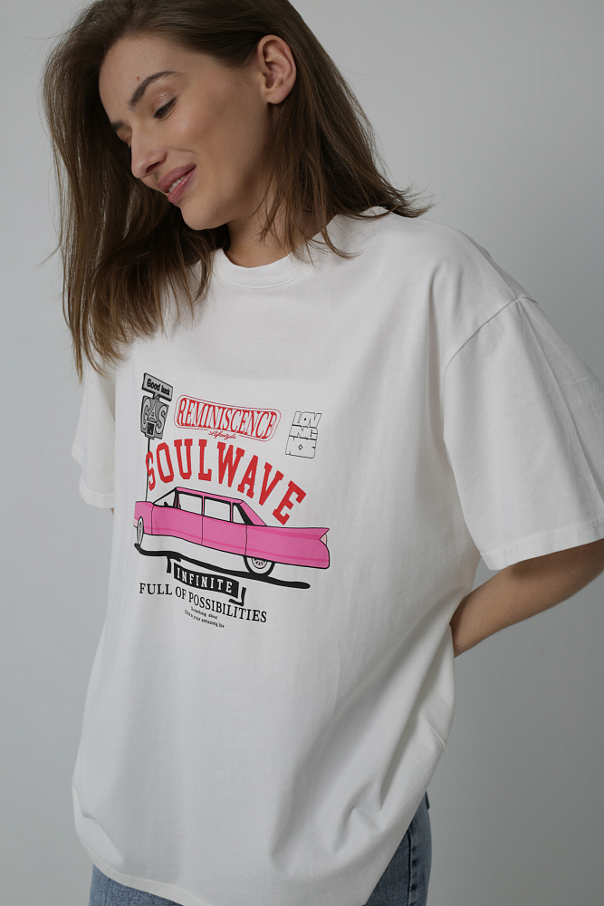 Футболка oversize с принтом автомобиля