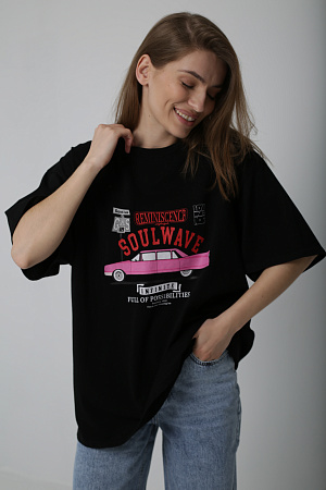 Футболка oversize с принтом автомобиля