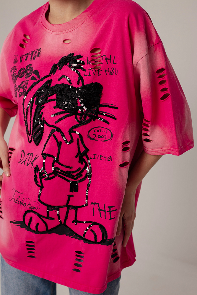 Футболка oversize с пайетками