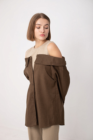 Рубашка с открытыми плечами oversize 