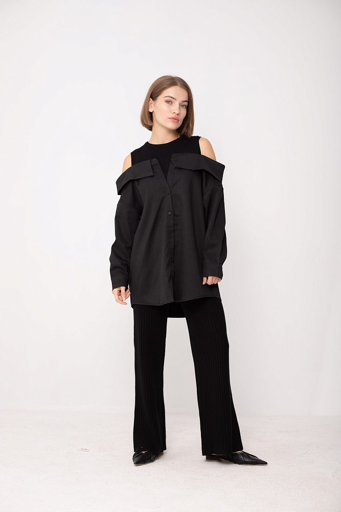 Рубашка с открытыми плечами oversize 