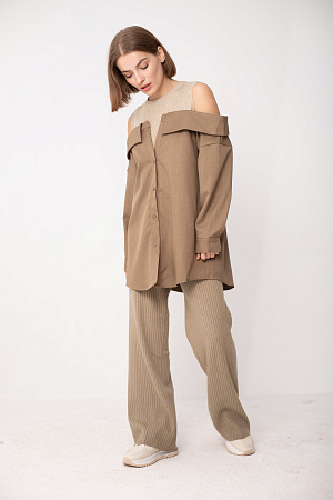 Рубашка с открытыми плечами oversize 