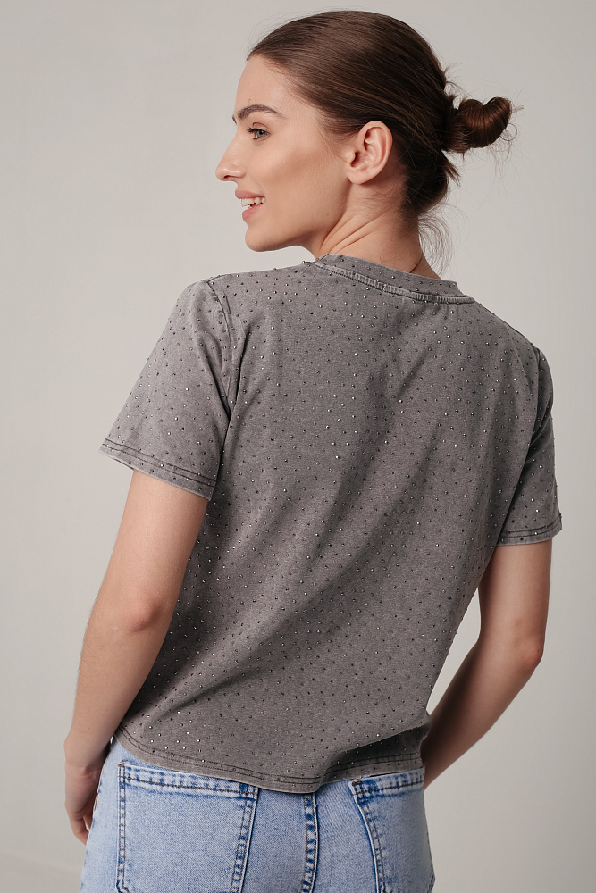 Футболка oversize со стразами