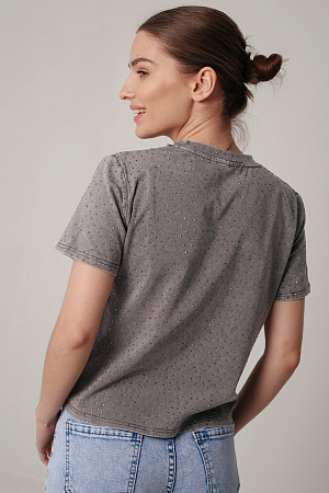 Футболка oversize со стразами