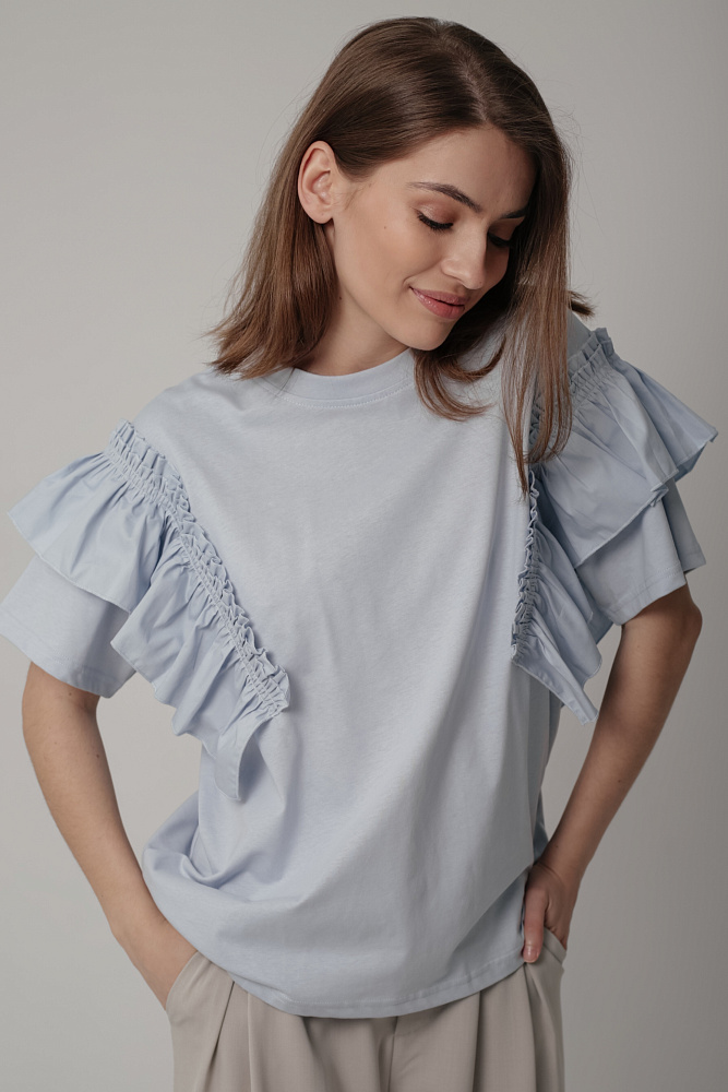 Футболка с воланами oversize
