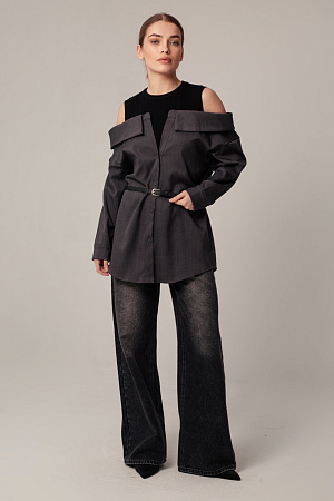 Рубашка с открытыми плечами oversize 